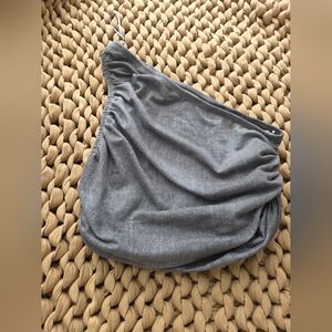 Heather Gray One-Shoulder Drape Cropped Top